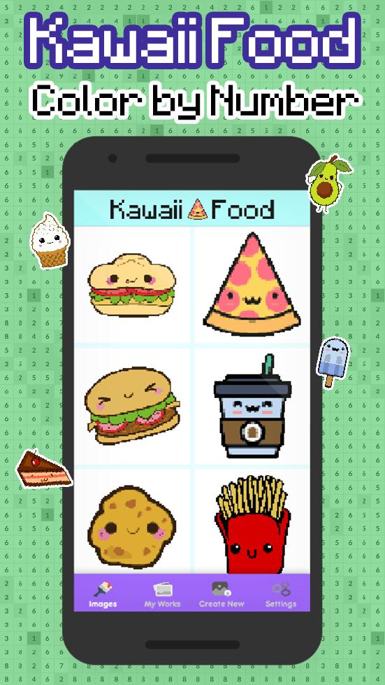 Comida Kawaii Pixel Art Pintar Por Numero Comida For Android