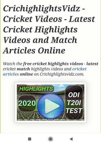 Download Cricket Highlights Videos - CricHighlightsVidz 1.0 Android APK File