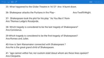 Short Questions On William Shakespeare 스크린샷 3