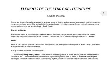 Elements of the Study of English Literature poster