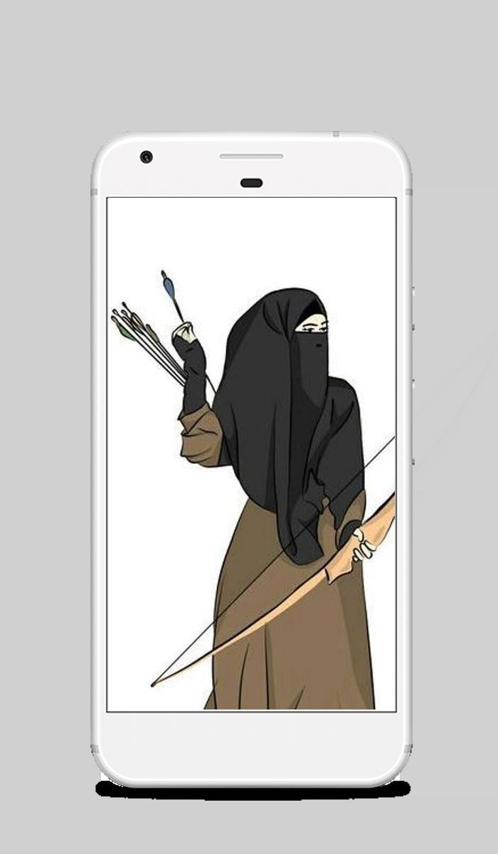 aesthetic illustration iphone hijab cartoon wallpaper