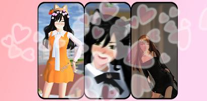 پوستر Sakura School Pink Wallpaper