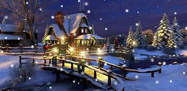 冬季聖誕雪之夜動態桌布