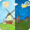 Cartoon windmill wallpaper