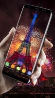Nouvel An Eiffel Fireworks Liv Affiche
