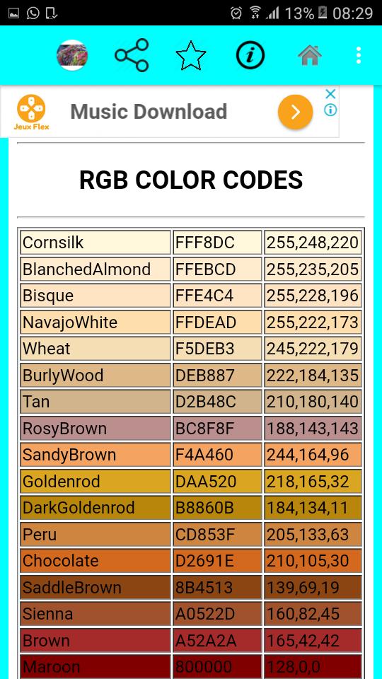 Rgb Color Codes Apk For Android Download