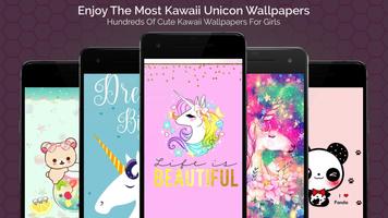 Unicorn Wallpaper, Kawaii, Cute Backgrounds Plakat