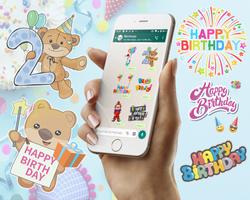 Autocollants d'anniversaire pour WhatsApp Affiche