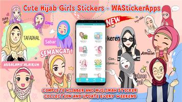 Cute Hijab Girls Stickers ポスター