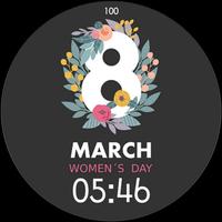 Digital Women's Day March 8 Girls Watchface imagem de tela 1