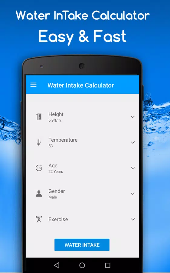 Water intake calculator APK for Android Download