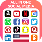 USA -All Social media networks आइकन