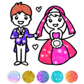 Glitter Wedding Coloring Book - Drawing Pages