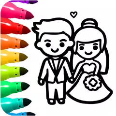 Princess Wedding Coloring Game Icon
