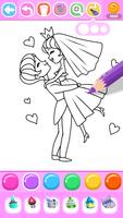 Princess Wedding Coloring Game Affiche