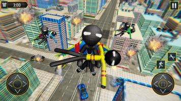 Stickman Flying Jet Super Rescue Hero تصوير الشاشة 1