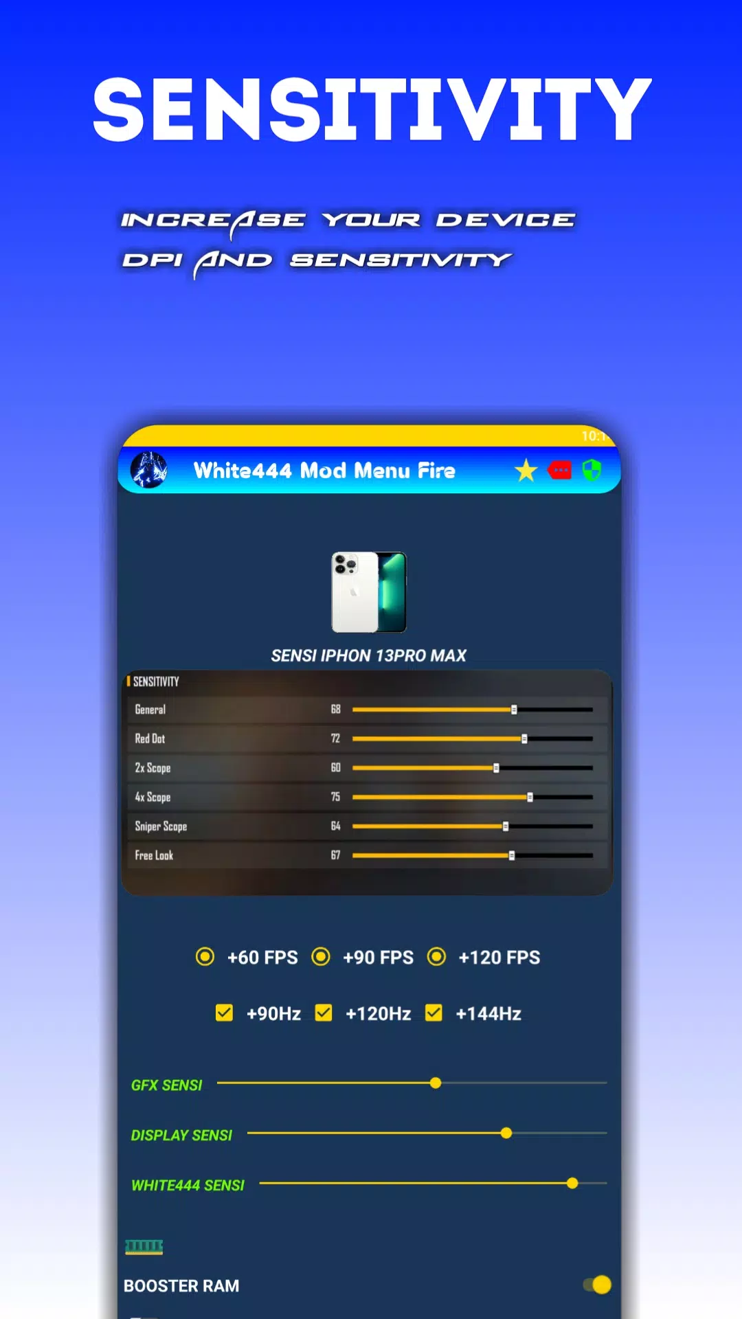 White444 Onetap GFX Sensi Tool para Android - Download