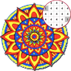 Mandala coloring - Color by number pixel art