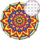 ikon Mandala coloring - Color by number pixel art