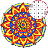 Mandala coloring - Color by number pixel art ikona