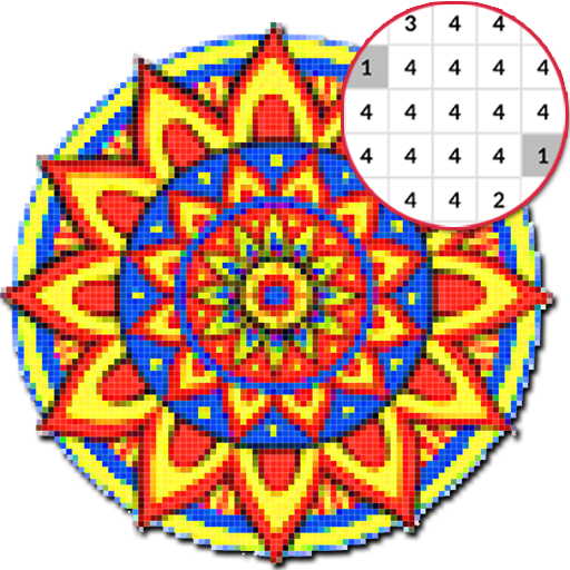 Mandala coloring - Color by number pixel art