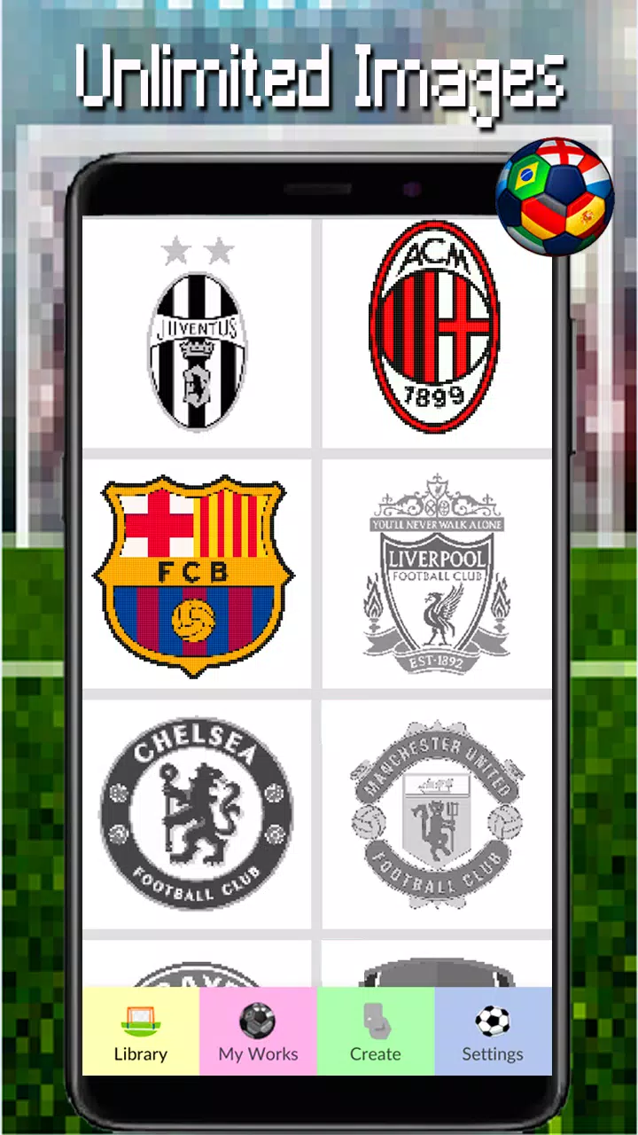 Dessin De Logo De Foot En Couleur Football Logo Coloring: Color By Number-Pixel Art APK pour Android Télécharger