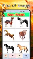 Horse Animal Coloring book by Number-Pixel Art Affiche