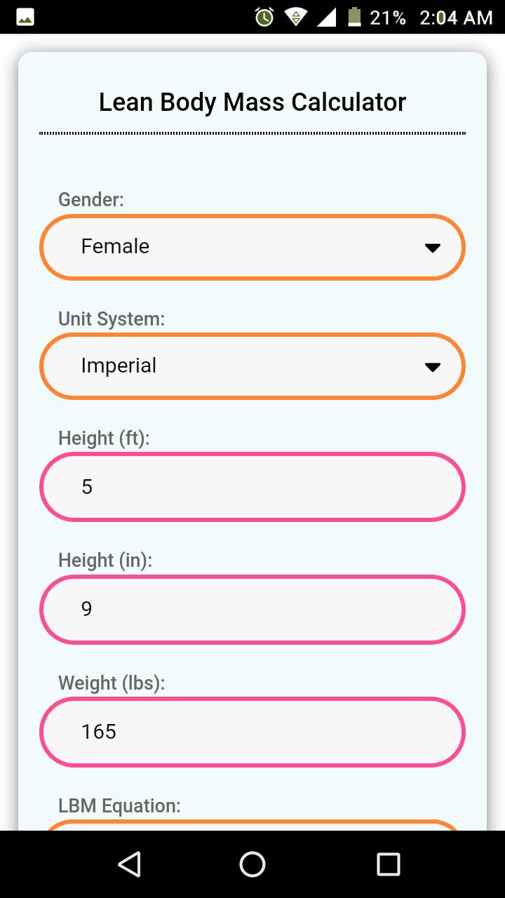 Lean Body Mass Calculator for Android - APK Download