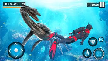 Dino Shark Hunting Shark Games الملصق