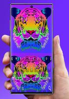 Clavier tête de tigre coloré Affiche