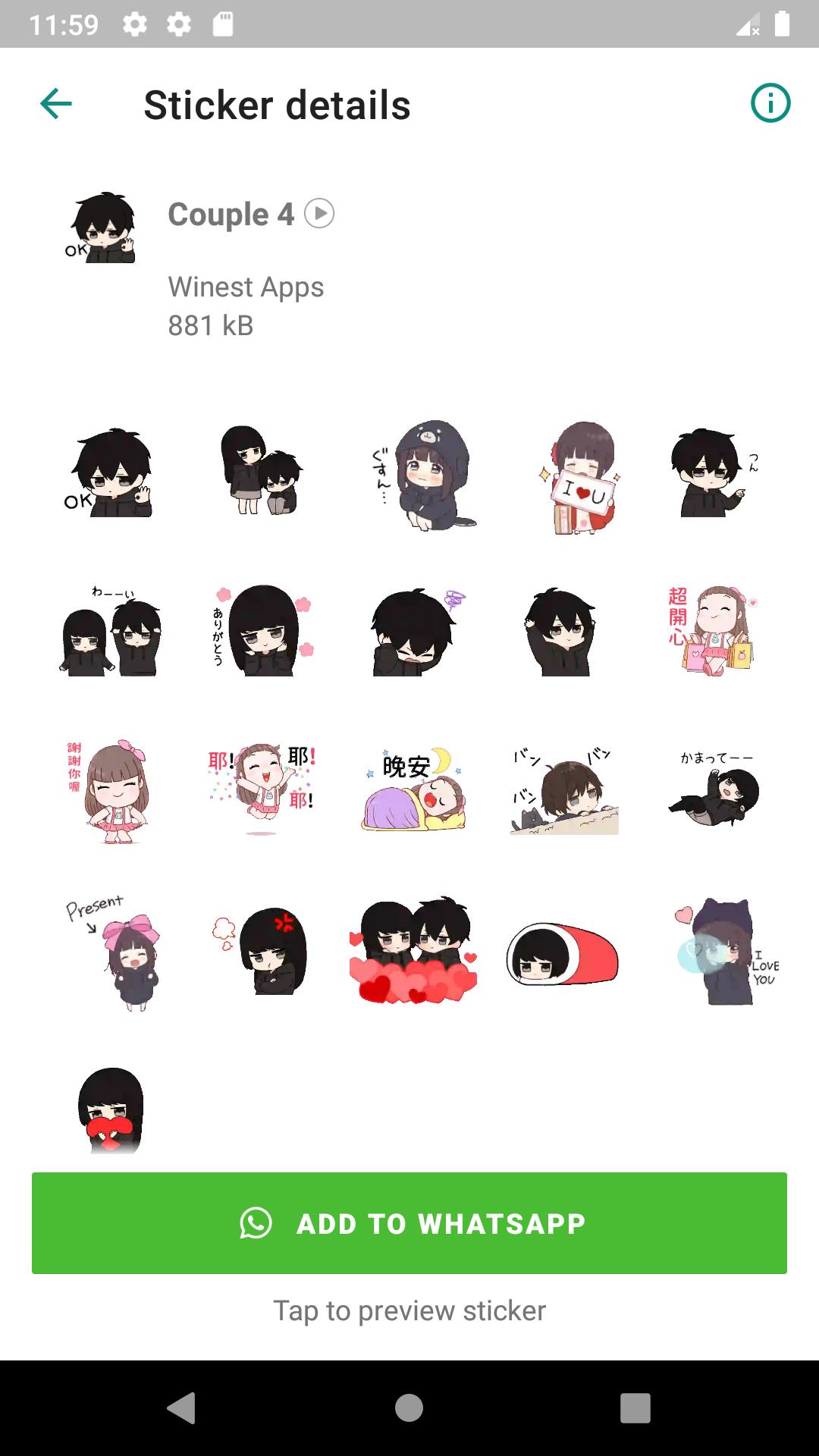 Animated Cute Couple for WAStickerApps APK pour Android Télécharger