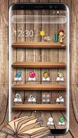 Wooden bookshelf theme poster