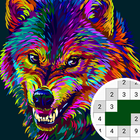 Wolf Pixel Coloring Number Art icône