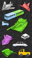 Kendaraan origami dari kertas poster