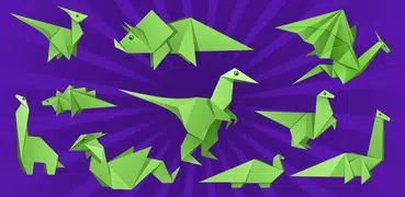 折り紙の恐竜と紙のドラゴン