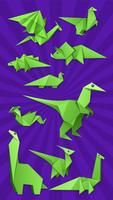 Dinosaures dragons en origami Affiche