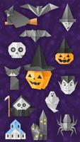 Origami Halloween en papier Affiche