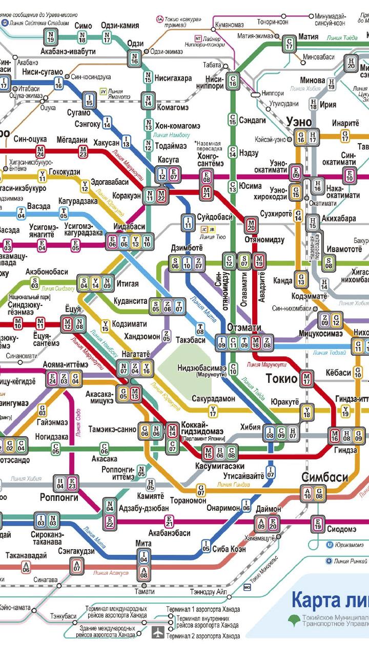 Схема метро токио