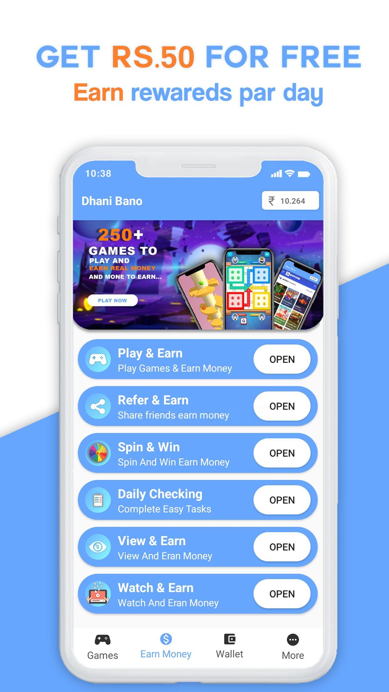 App to earn money for playing games