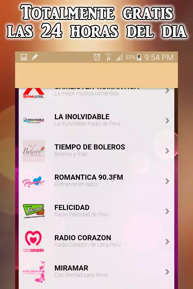 Radios de Baladas Románticas en español APK pour Android Télécharger