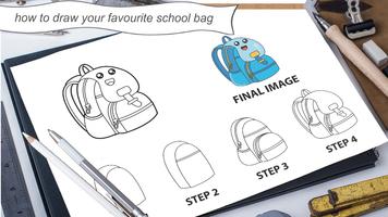 Draw cute Back to School Supplies - Kawaii drawing captura de pantalla 2