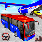 US Police Bus Transport Truck: Airplane Simulator icône