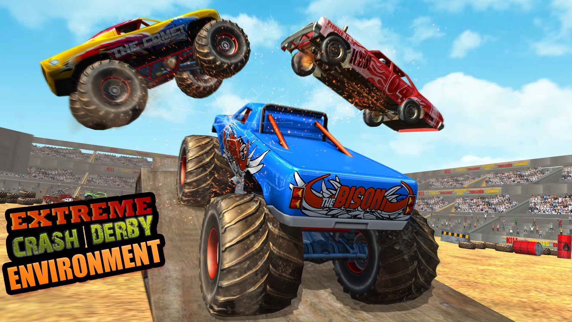 Monster Truck Derby Crash Stunts For Android Apk Download - roblox having a monster truck race in vehicle simulator