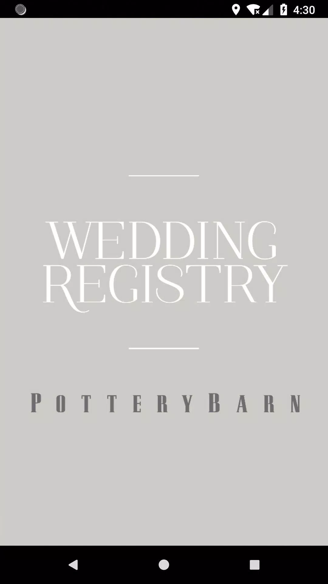 Pottery Barn Wedding Registry