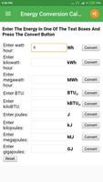 Energy Conversion Calculator captura de pantalla 1