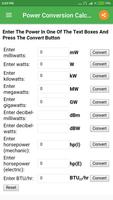 Power Conversion Calculator capture d'écran 1