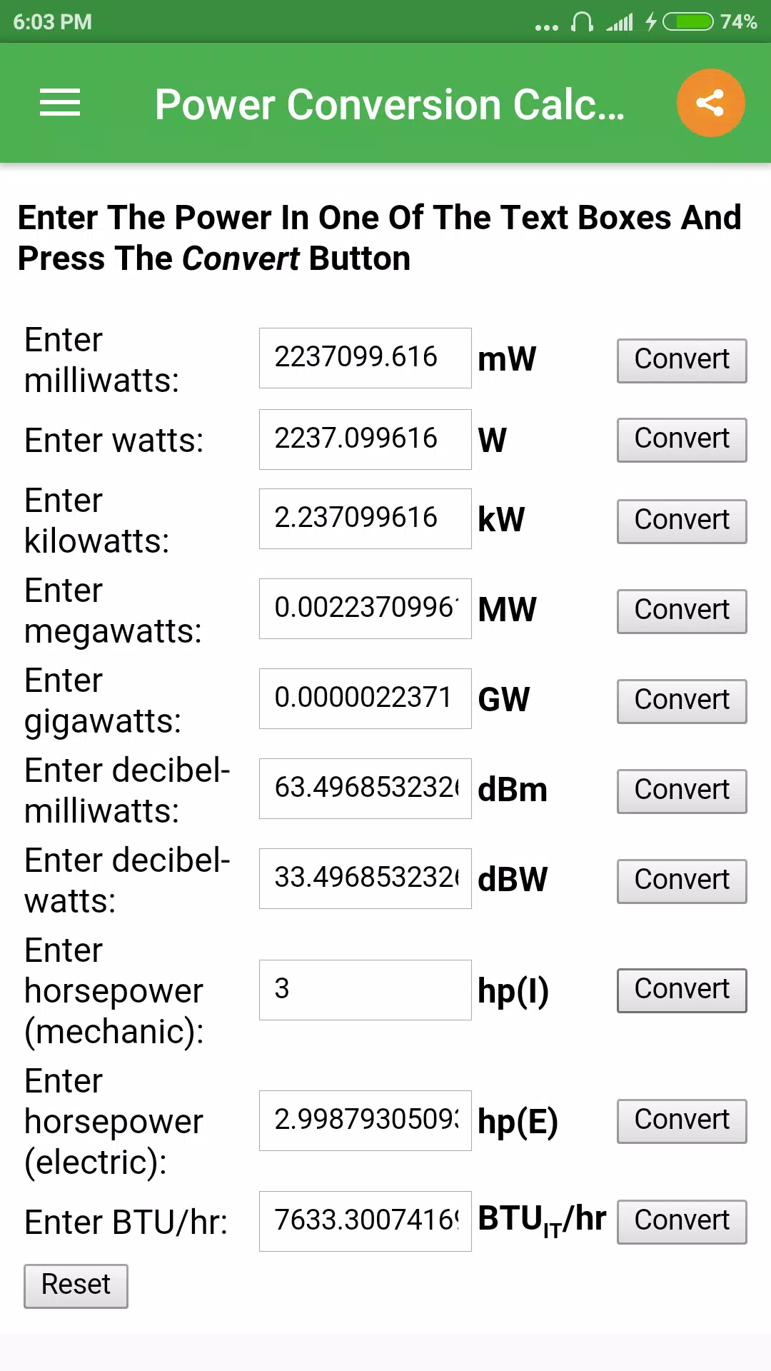 Power Conversion Calculator APK pour Android Télécharger