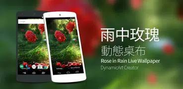 清新浪漫雨中玫瑰動態桌布