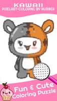Kawaii Color By Number PixelArt Coloring Cartaz