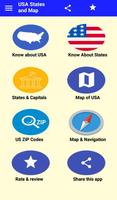US States info & Capitals : Map of US Plakat